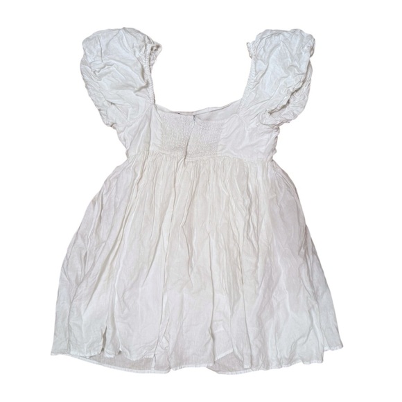 DISSH Danielle White Mini Dress Linen Size 12 Summer Puff Sleeve Flowy Short - Picture 7 of 10